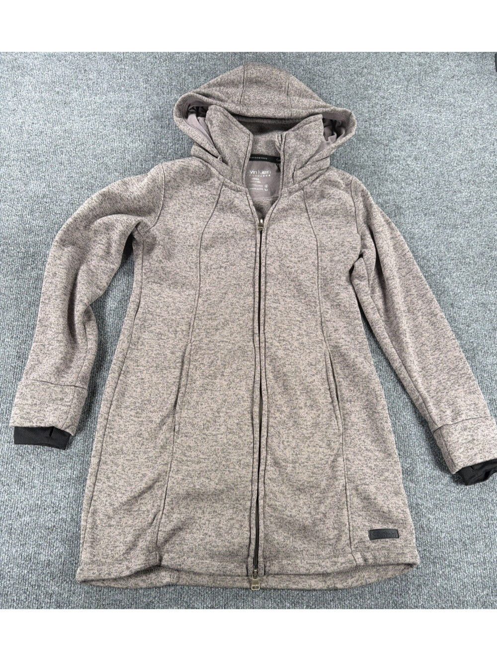 Calvin Klein Marled Light Brown Full Zip Hooded Performance Jacket Women's Small